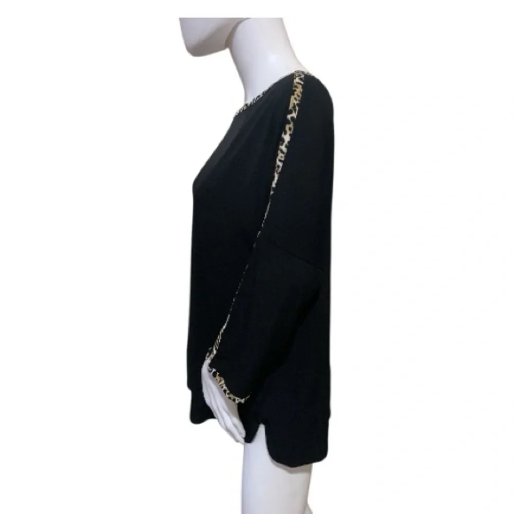Chico's Black Tunic with Animal Print Trim